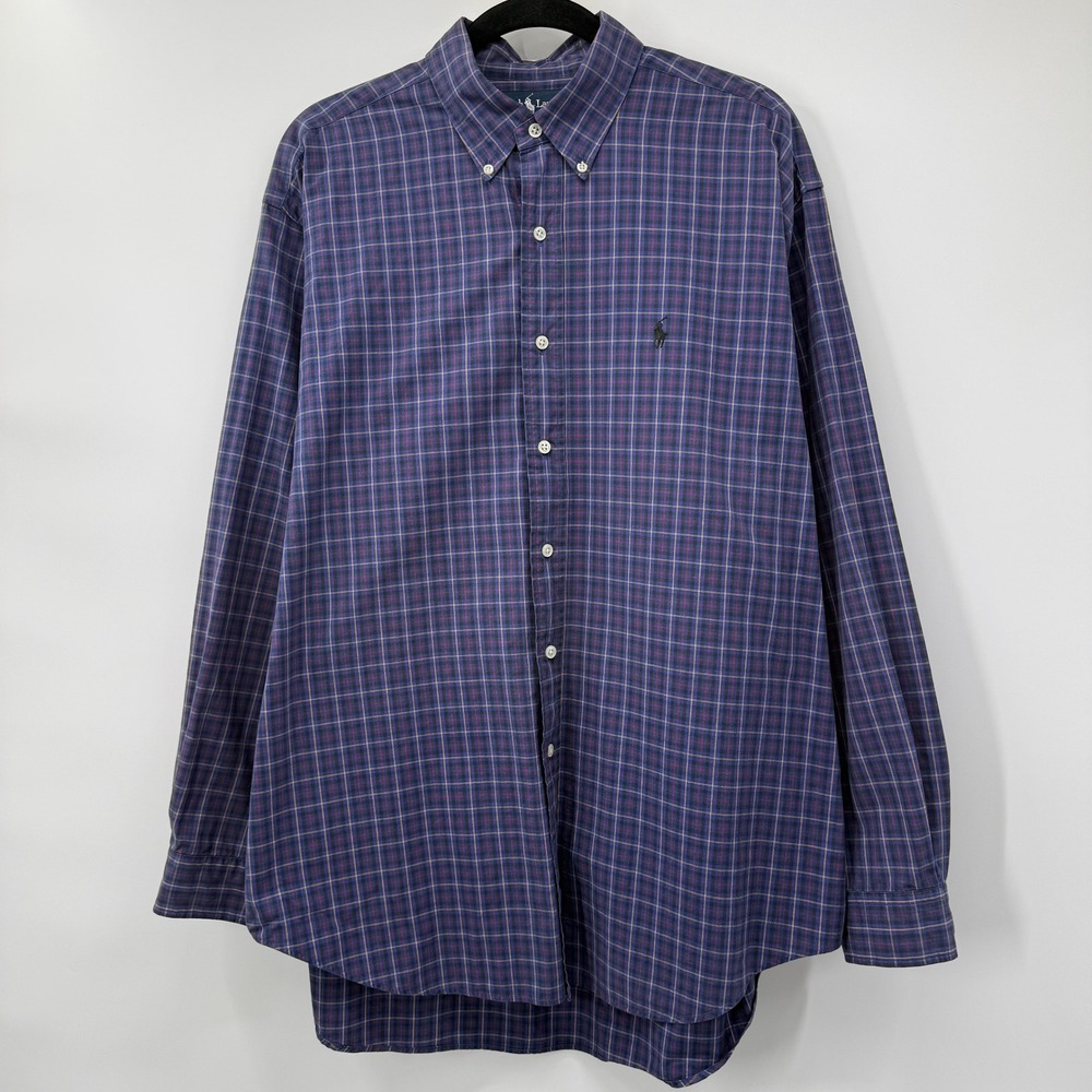 Ralph Lauren Mens Size Large Button Down Shirt Plaid Blake Polo Long Sleeve